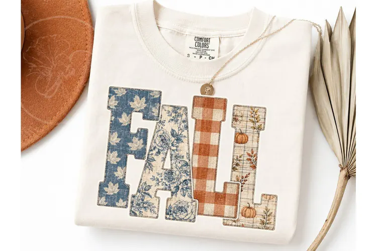 Fall Patchwork Letters PNG Shirt Design