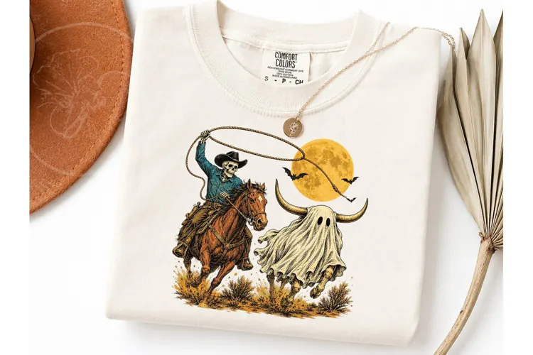 Halloween Cowboy Skeleton PNG Shirt Desi