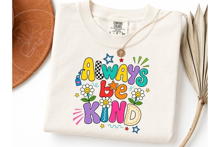 Always Be Kind PNG Colorful Tee Design example image 1