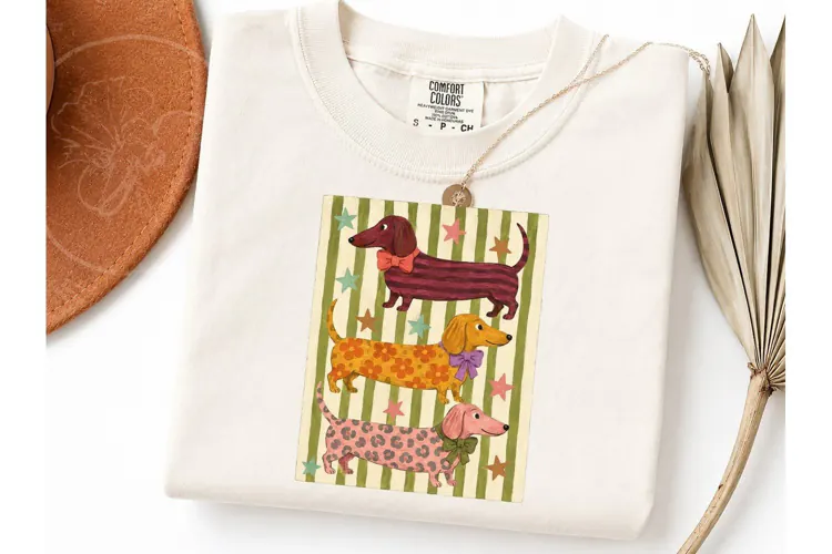 Dachshund Trio Striped PNG Tee Design