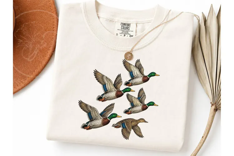 Flying Mallard Ducks PNG Shirt Design