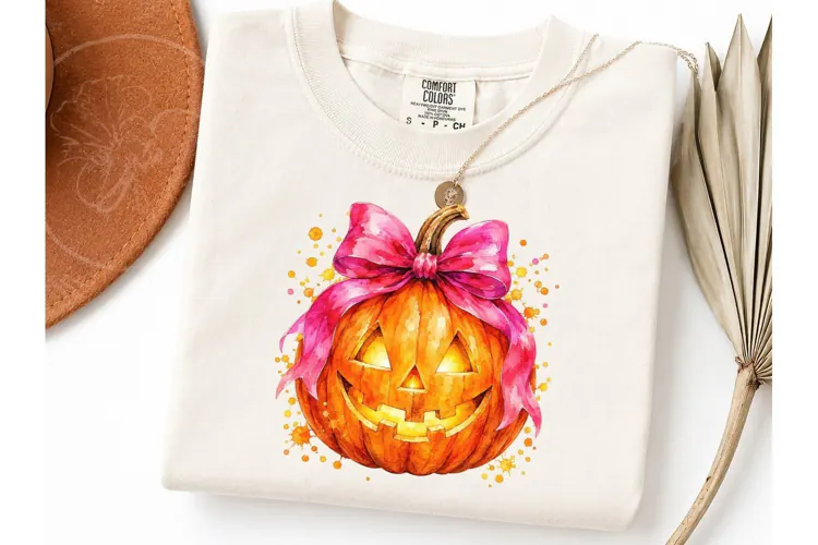 Coquette Pumpkin Halloween PNG Tee