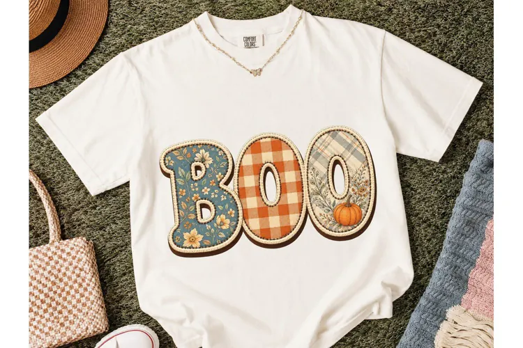 BOO Halloween Fall Pumpkin PNG Shirt Des-BOO Halloween Fall