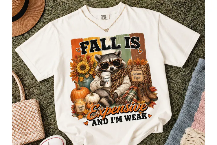 Fall Is Expensive Raccoon PNG Tee