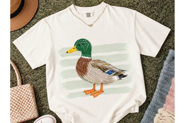 Mallard Duck Crayon Art PNG Shirt Design