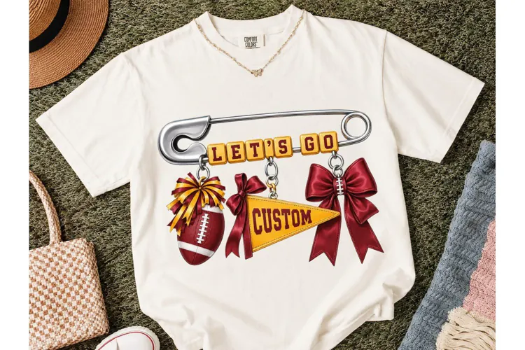 Let's Go Football Safety Pin PNG Tee