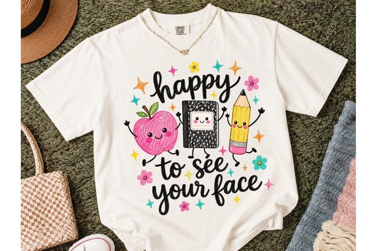 Happy To See Your Face Teacher PNG Tee example image 1