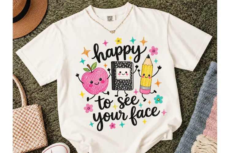 Happy To See Your Face Teacher PNG Tee
