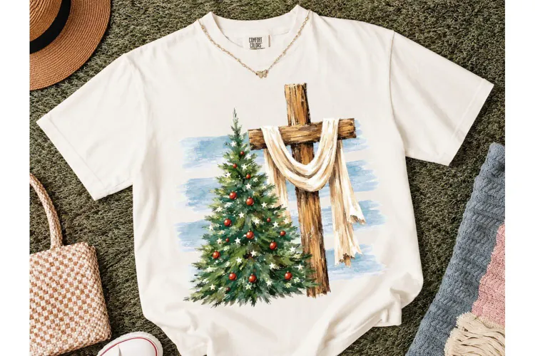 Christmas Cross Tree PNG Sublimation Des