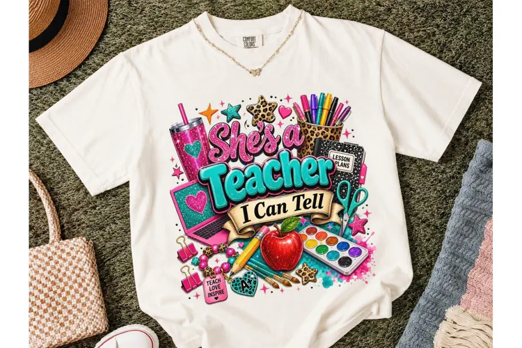 She's a Teacher I Can Tell PNG Shirt