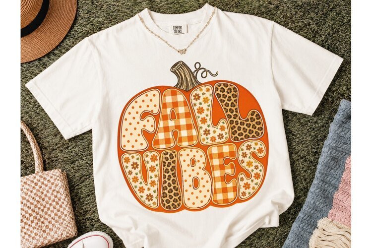 Fall Vibes Pumpkin PNG Sublimation Desig example image 1