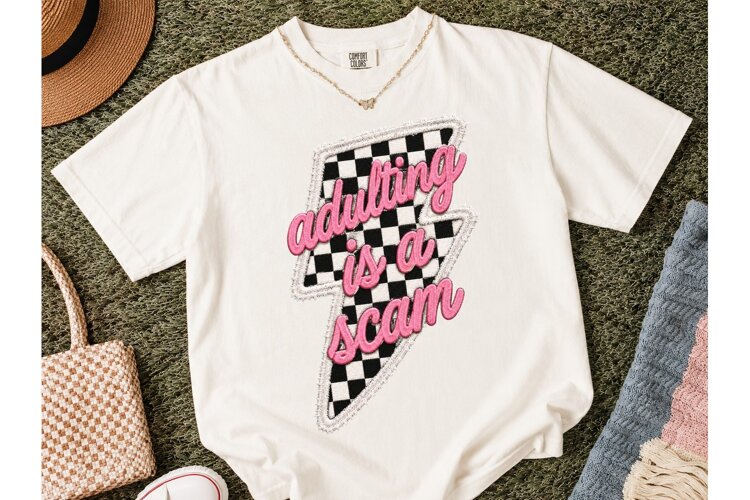 Adulting Is A Scam PNG Shirt Design example image 1