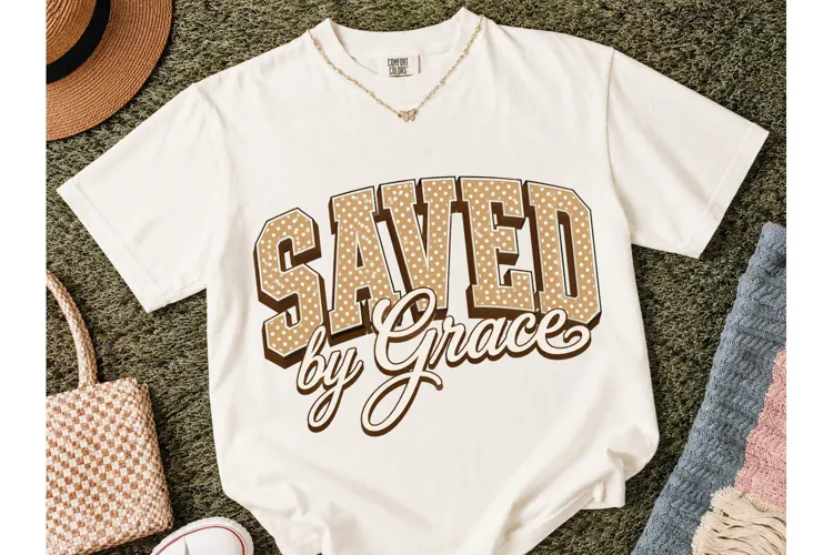 Saved by Grace PNG Christian Tee Design