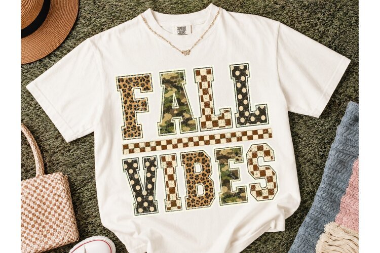 Fall Vibes Mixed Pattern PNG Shirt Desig example image 1