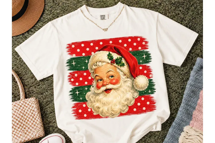 Vintage Santa Claus PNG Christmas Tee-Vintage Santa Claus PN