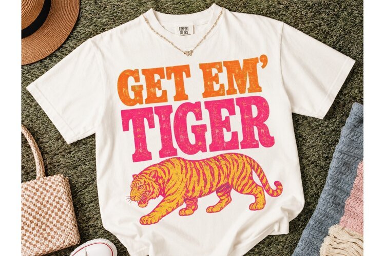 Get Em Tiger PNG Retro Shirt Design-Get Em Tiger PNG Retro S example image 1
