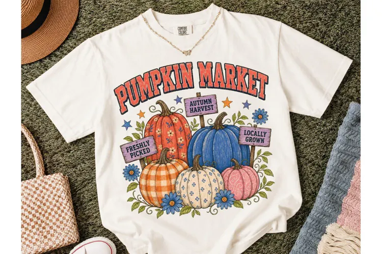 Pumpkin Market Fall Harvest PNG Tee