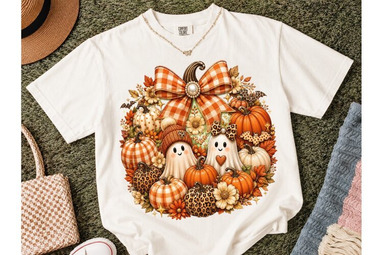 Halloween Ghost Pumpkin PNG Sublimation example image 1