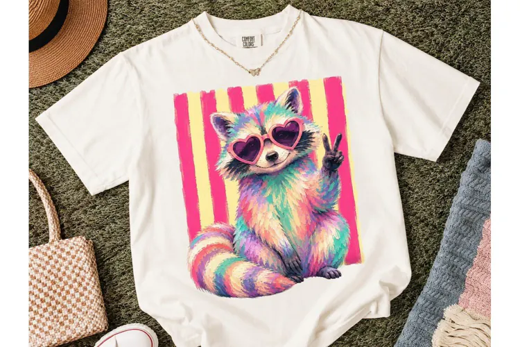 Colorful Raccoon Heart Sunglasses PNG Te