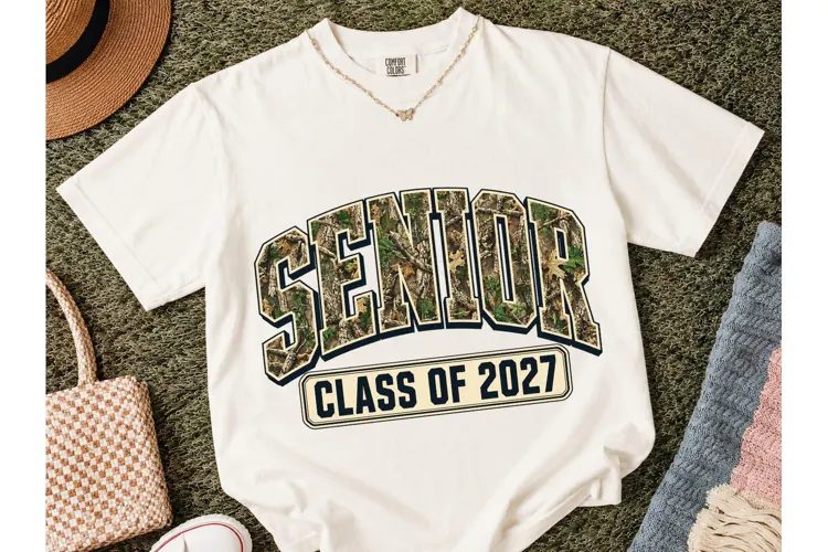 Senior Class of 2027 Camo PNG Tee Design