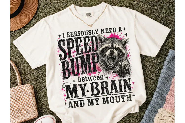 Speed Bump Brain Mouth Raccoon PNG Tee