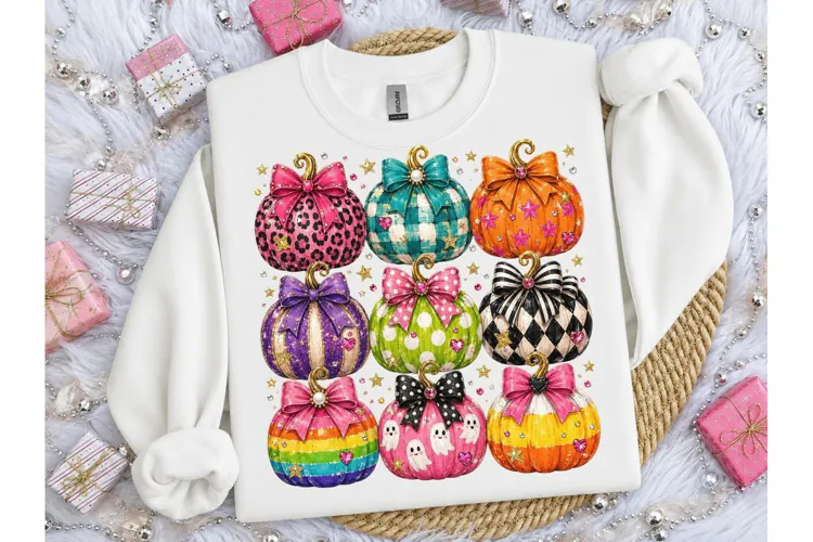 Colorful Halloween Pumpkins PNG Tee