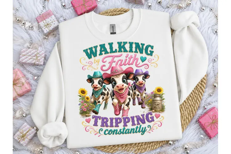 Walking by Faith Cow PNG Sublimation
