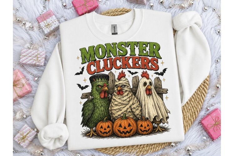 Monster Cluckers Halloween Chicken PNG example image 1