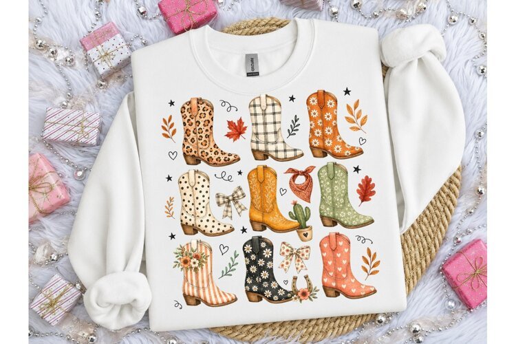 Cowboy Boots Collage PNG Tee Design example image 1