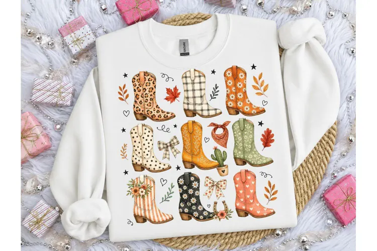Cowboy Boots Collage PNG Tee Design