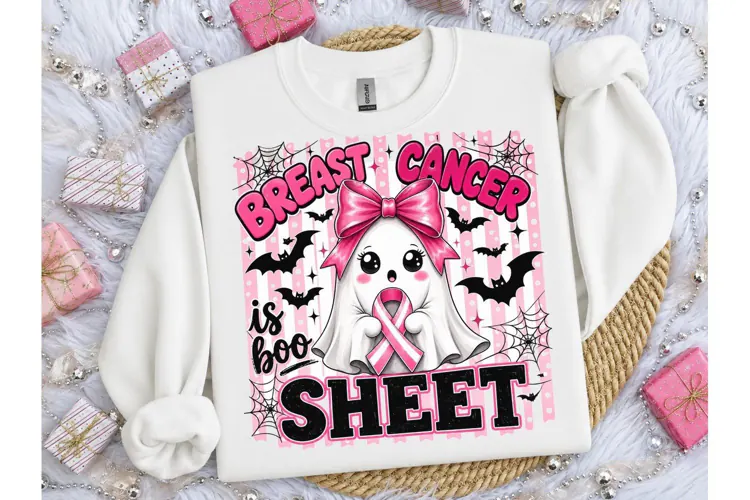 Breast Cancer Boo Sheet Halloween PNG Te