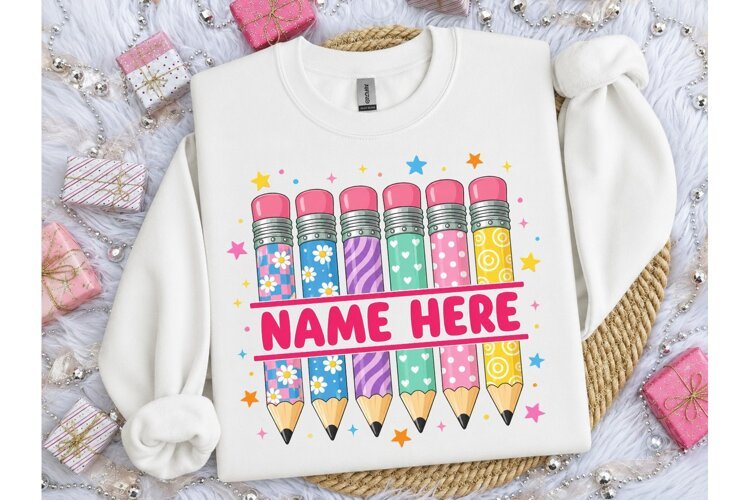 Custom Name Pencils Teacher PNG Design example image 1