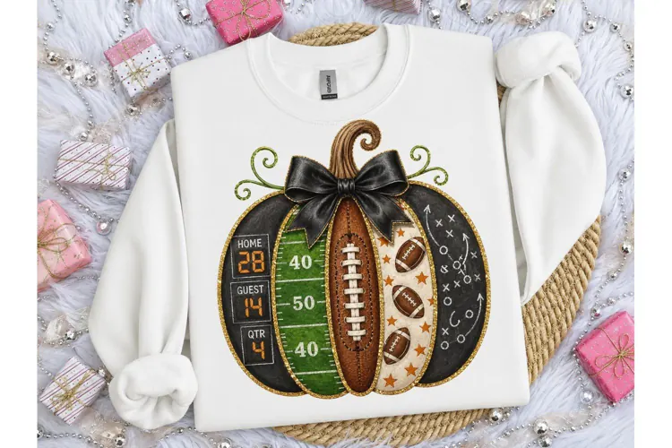 Football Pumpkin Fall PNG Sublimation Te-Football Pumpkin Fa