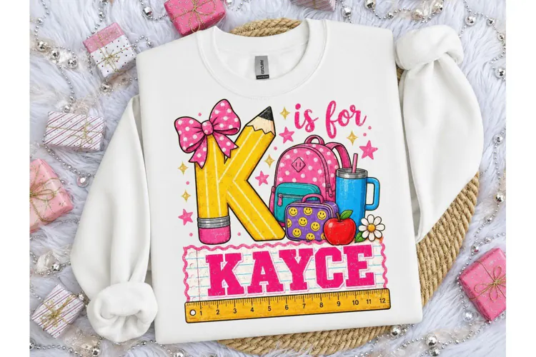 K is for Kayce Back to School PNG Tee
