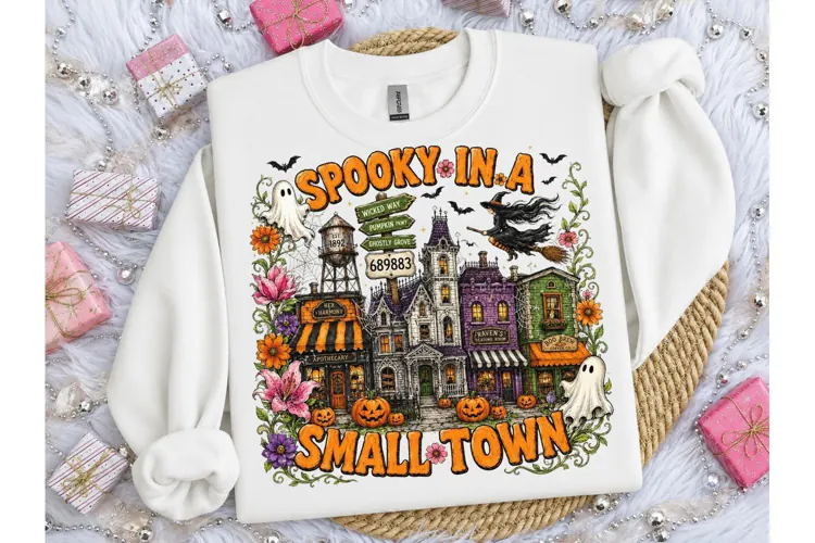 Spooky Small Town Halloween PNG Tee