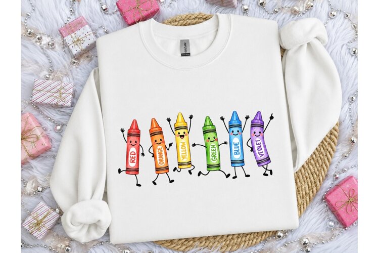 Cute Crayon Characters PNG Shirt Design example image 1