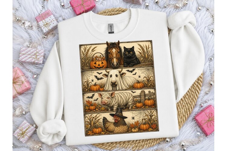 Halloween Farm Animals PNG Shirt Design example image 1