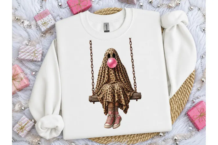 Leopard Ghost Bubble Gum Swing PNG Tee