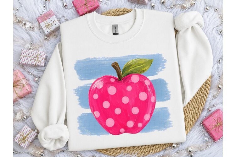 Polka Dot Apple PNG Teacher Tee Design example image 1