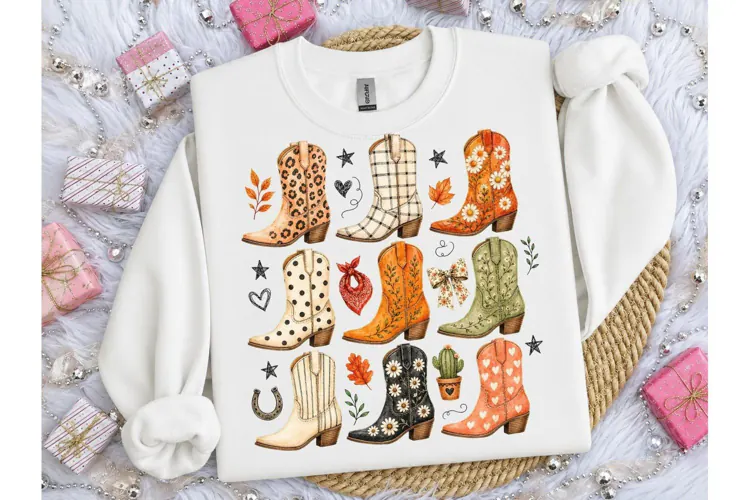 Cowboy Boots Collage PNG Sublimation