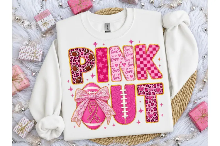 Pink Out Football Breast Cancer PNG Tee