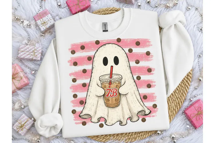 Ghost Iced Coffee Halloween PNG Shirt