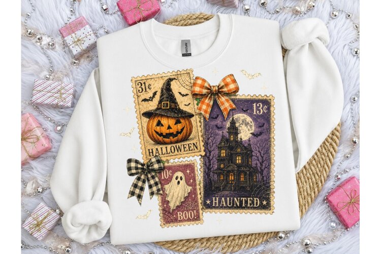 Halloween Vintage Stamp PNG Shirt Design example image 1