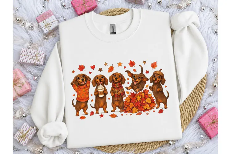 Fall Dachshund PNG Autumn Dog Tee Design
