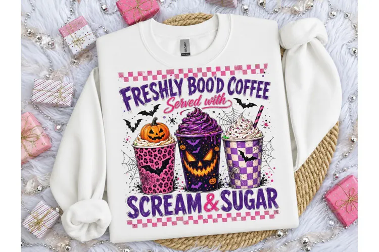 Freshly Boo'd Coffee Halloween PNG Tee