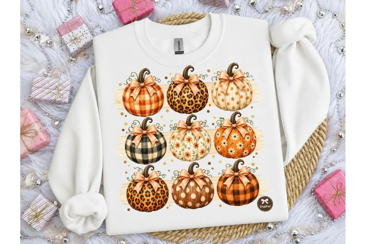 Fall Pumpkin Pattern PNG Sublimation Tee