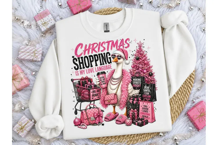 Christmas Shopping Goose PNG Shirt Desig