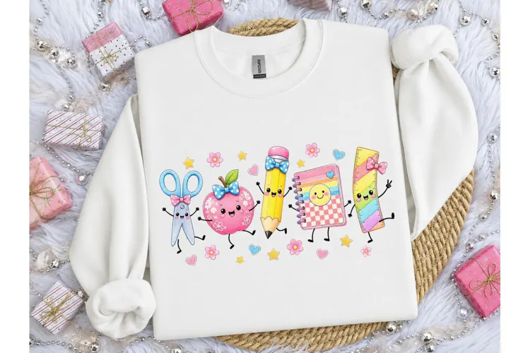 Cute Teacher School Supplies PNG Shirt