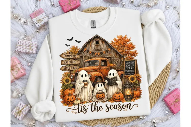 Tis The Season Halloween Ghost PNG Tee