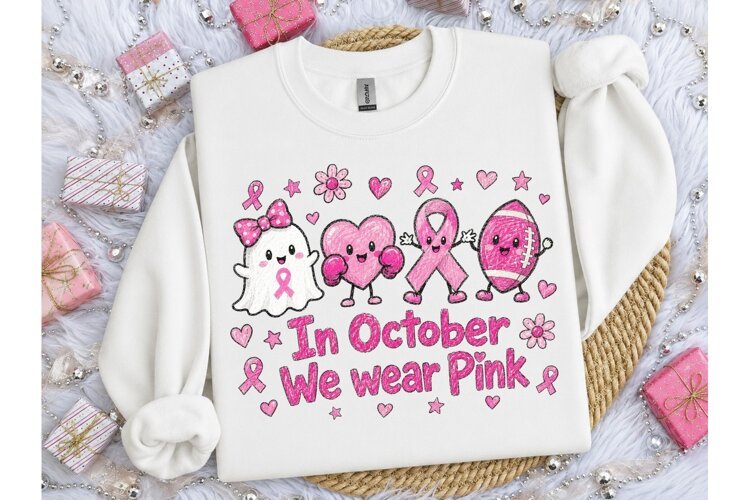 In October We Wear Pink PNG Tee example image 1